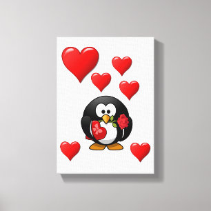 Stretched Canvas Print Valentine's Penguin
