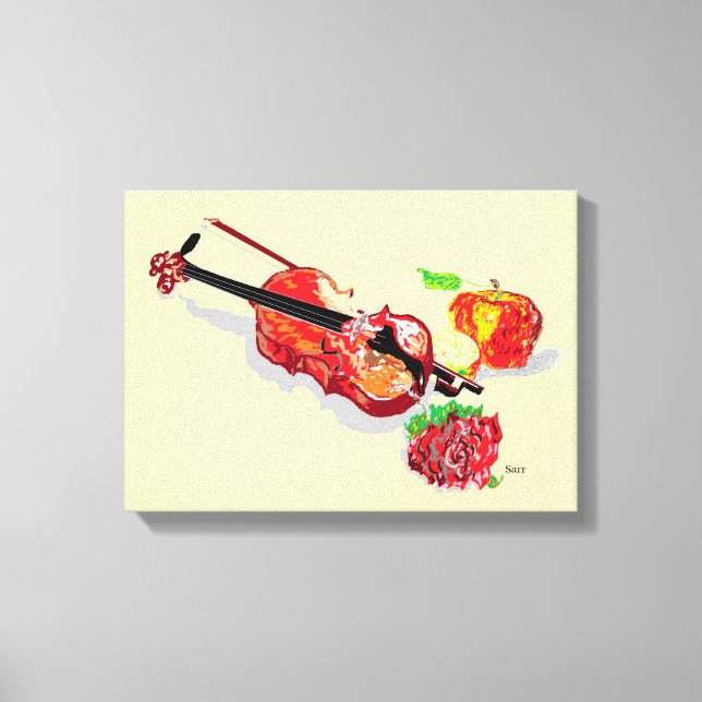 Stretched Canvas Print : Violin Rose & Apples (Front)