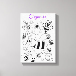 Stretched Canvas Print White Bumblebee