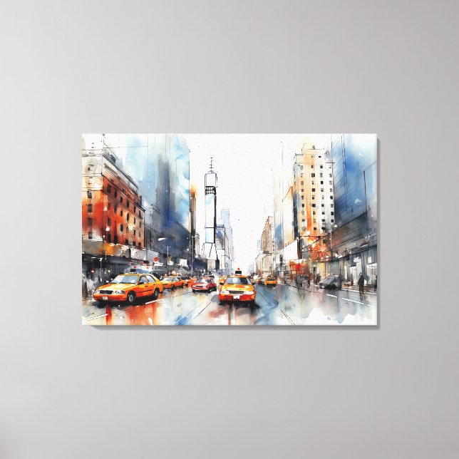 Stretched Canvas Print with New York City. (Front)