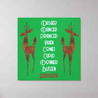 Stretched Canvas -  Santa's Reindeer -Rudolph 