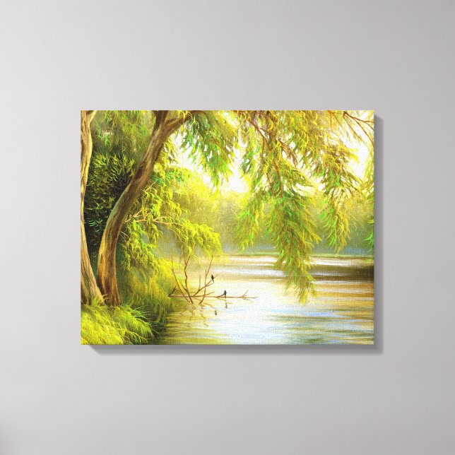 Stretched Canvas  with trees and Water. Print (Front)