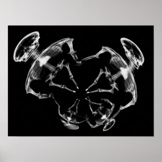 Stretched X-Ray Skeleton Family B&W Poster
