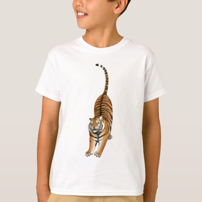 Stretching Bengal Tiger Kids T-Shirt (Front)