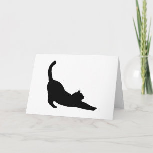 Stretching Black Cat Silhouette Card