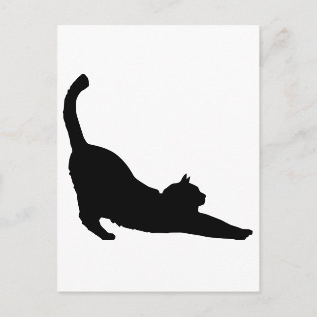 Stretching Black Cat Silhouette Postcard (Front)