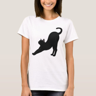 Stretching Black Cat Silhouette Yoga Pose Cute Fel T-Shirt