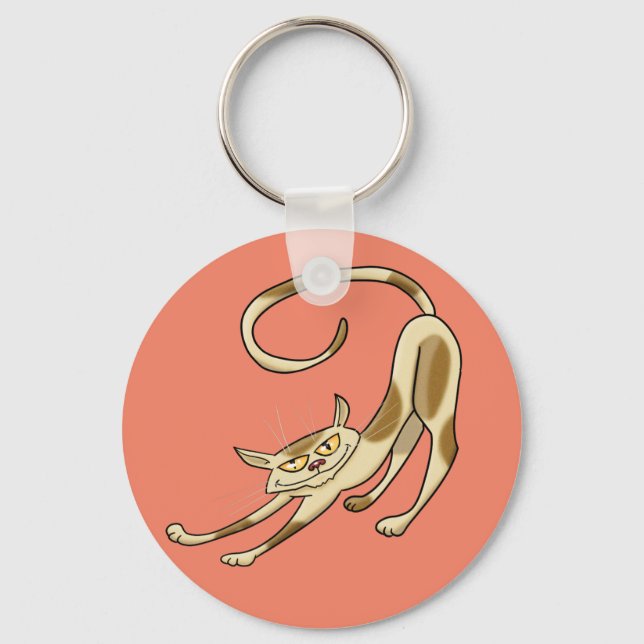 Stretching Cartoon Cat Keychain (Front)