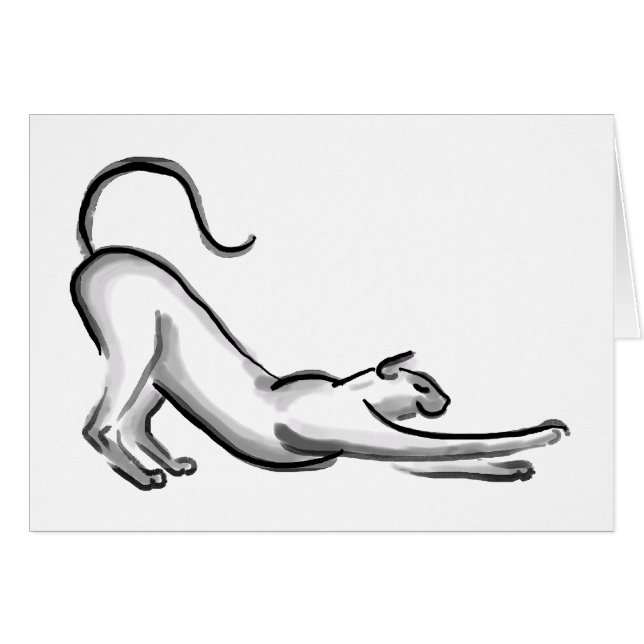 Stretching Cat Brush Painting (Front Horizontal)