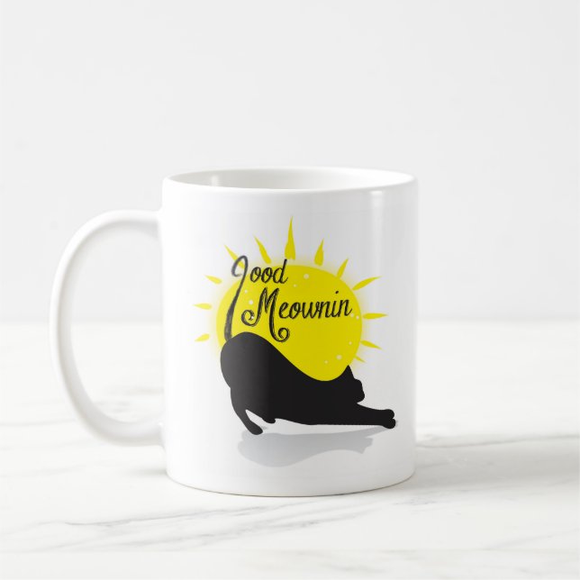 stretching cat coffee mug (Left)