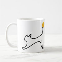 Stretching Cat One Line Art with Yellow Sun