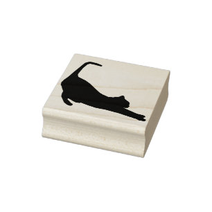 Stretching cat silhouette art stamp