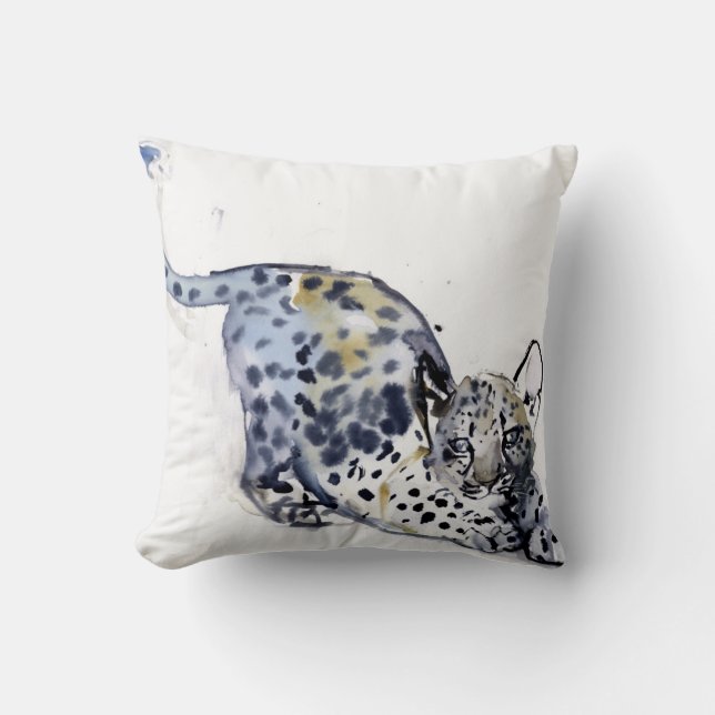Stretching Cub Throw Pillow (Front)