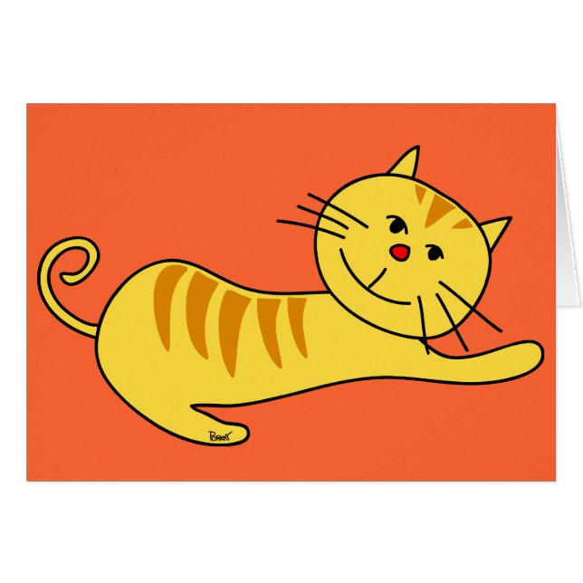 Stretching Lazily Cat Blank Card (Front Horizontal)