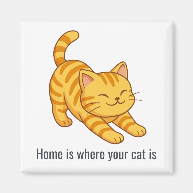 Stretching Orange Tabby Cat Custom Text Magnet (Front)