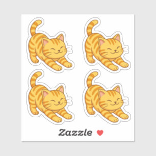Stretching Orange Tabby Cat Set of 4