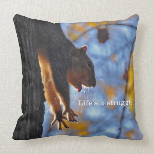 Stretching Squirrel 2 Throw Pillow
