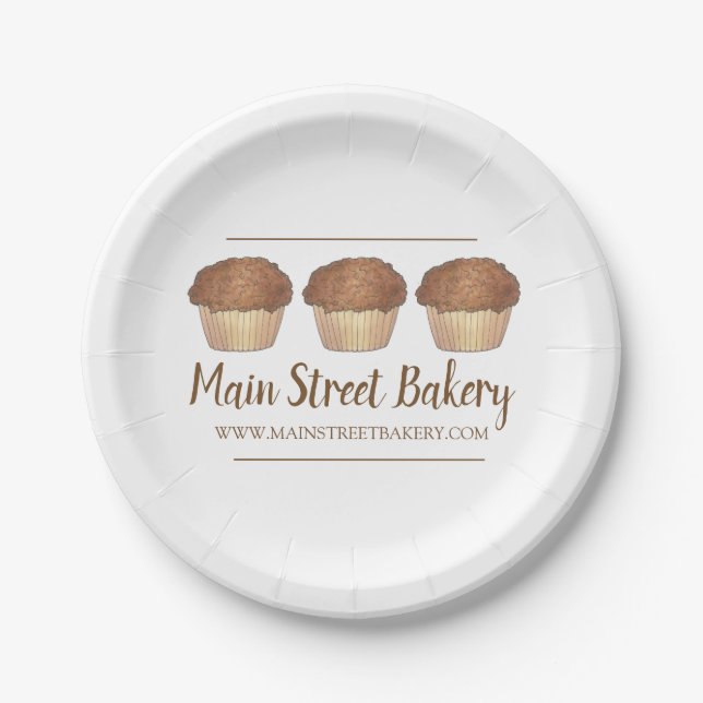 Streusel Crumb Muffin Baked By Bakery Baker Food Paper Plate (Front)