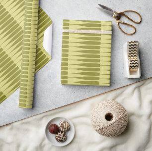 Striation Avocado Green Stripe Wrapping Paper