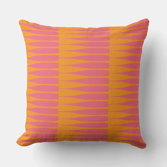 Striation Pink and Orange Stripe Throw Pillow (Front)