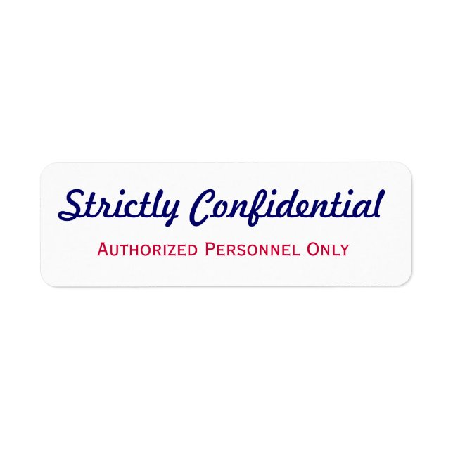 Strictly Confidential Label (Front)