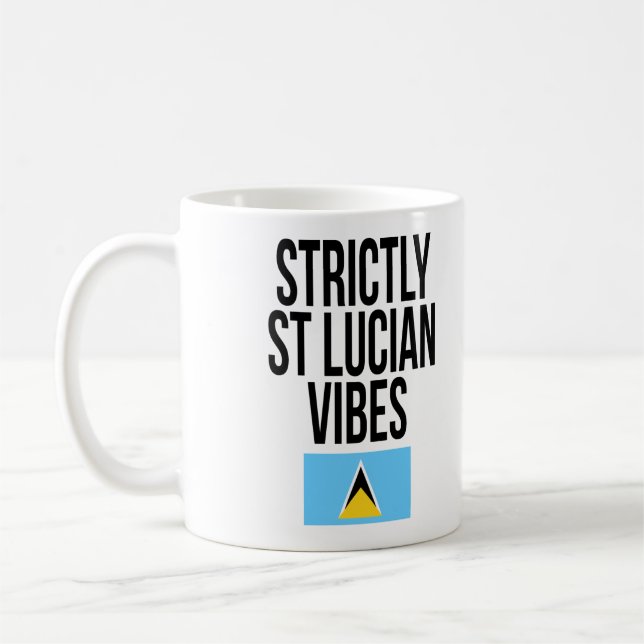 Strictly St Lucian Vibes Saint Lucia Flag Coffee Mug (Left)