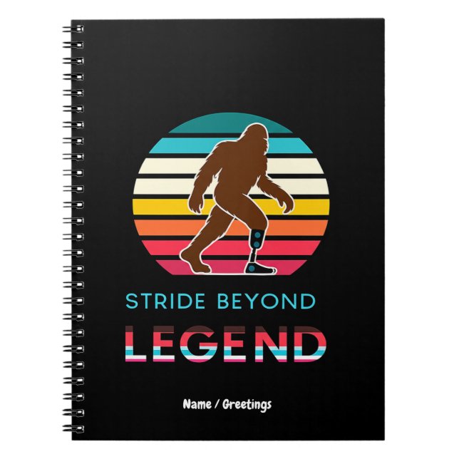 Stride Beyond Legend Sasquatch Amputee Vintage  Notebook (Front)