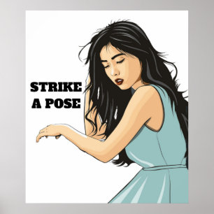 "STRIKE A POSE" ASIAN LADY POSTER