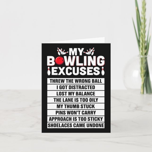 Strike And Smile Co Tee Funny Bowling Excuses  Card (Front)
