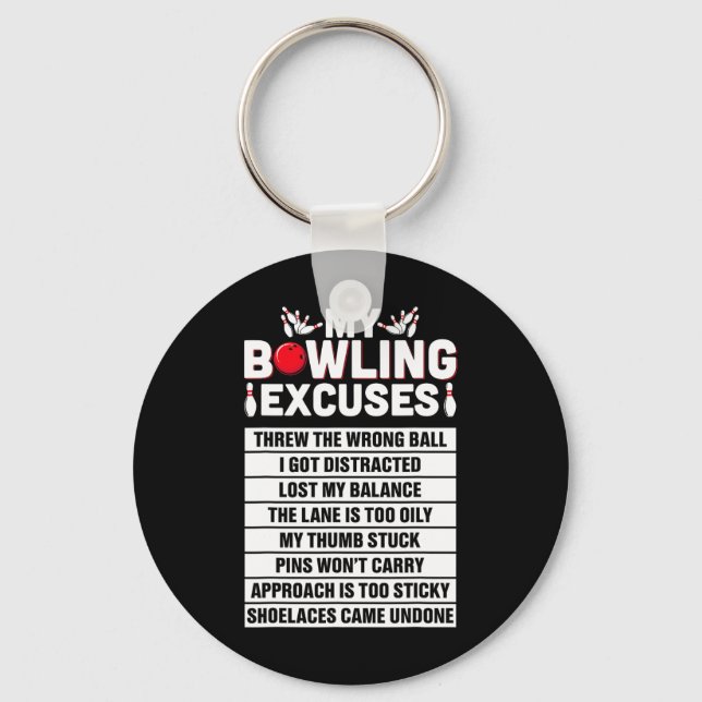 Strike And Smile Co Tee Funny Bowling Excuses  Keychain (Front)