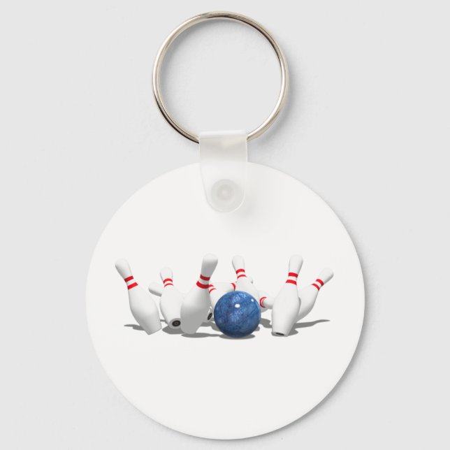 Strike!  Bowling Ball & Pins: Keychain (Front)