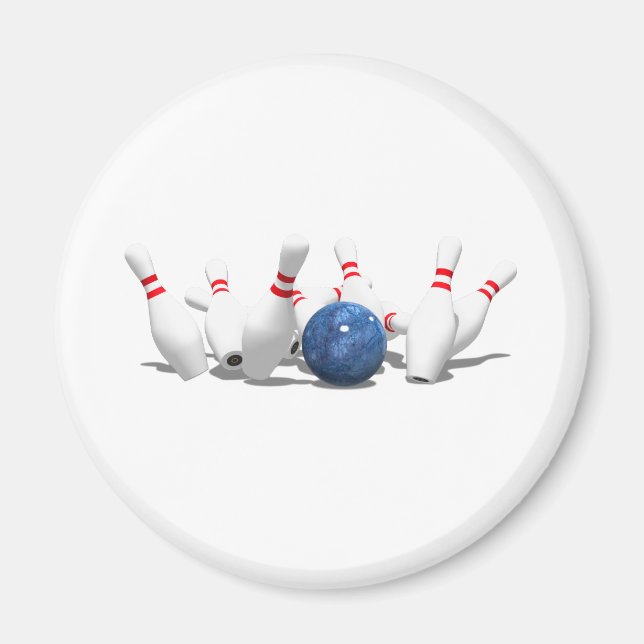 Strike!  Bowling Ball & Pins: Magnet (Front)