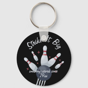 Strike it Big - Bowling Ball Smashing Into Pins Keychain