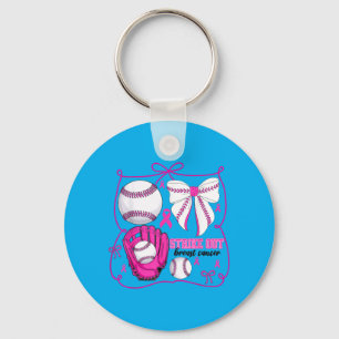 Strike Out Baseball Breast Cancer Awareness Keychain