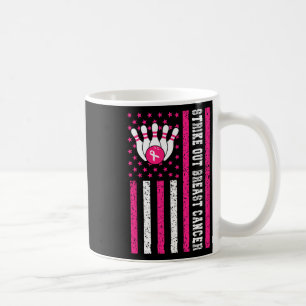 Strike Out Bowling Ribbon Usa Flag Breast Cancer A Coffee Mug