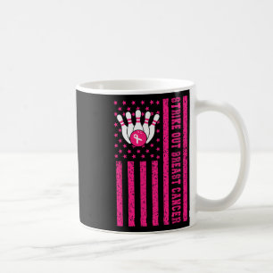 Strike Out Bowling Ribbon Usa Flag Breast Cancer A Coffee Mug