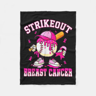 Strike Out Breast Cancer Awareness Baseball Drip P Fleece Blanket