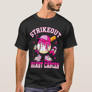 Strike Out Breast Cancer Awareness Baseball Drip P T-Shirt
