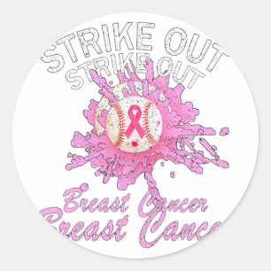 Strike Out Breast Cancer Awareness Baseball Pink R Classic Round Sticker