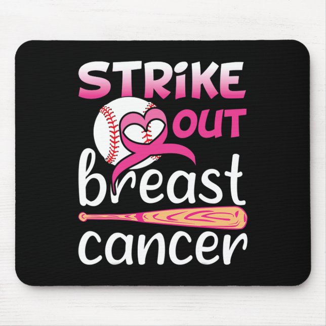Strike Out Breast Cancer Awareness Baseball Softba Mouse Pad (Front)