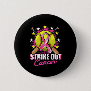 Strike Out Breast Cancer Awareness Day Pink Ribbon 2 Inch Round Button