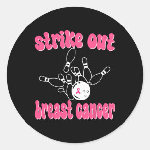 Strike Out Breast Cancer Awareness Day Pink Ribbon Classic Round Sticker