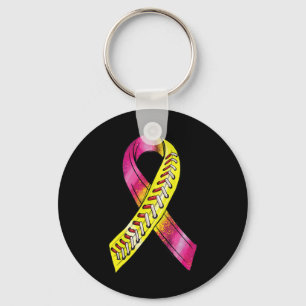 Strike Out Breast Cancer Awareness Day Pink Ribbon Keychain