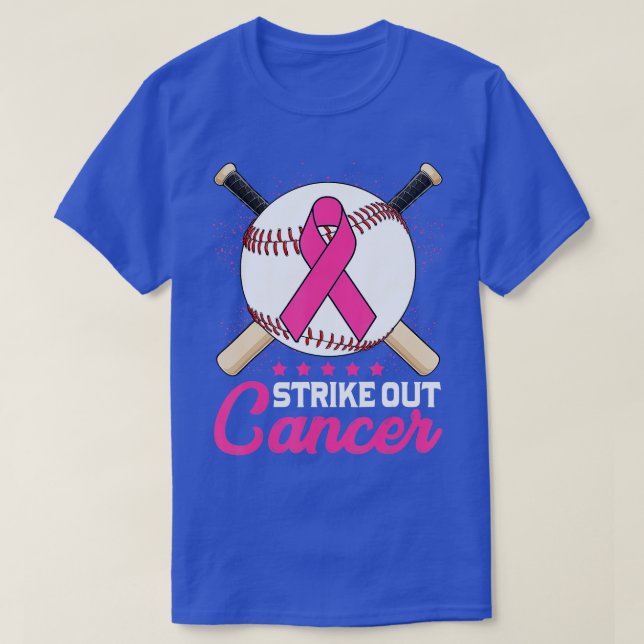 Strike Out Breast Cancer Awareness Day Pink Ribbon T-Shirt (Design Front)