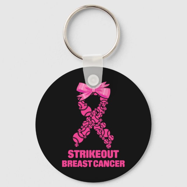 Strike Out Breast Cancer Awareness Softll Fighters Keychain (Front)