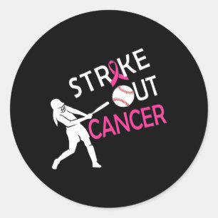 Strike Out Breast Cancer Baseball Fight Awareness Classic Round Sticker