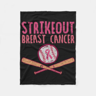 Strike Out Breast Cancer Baseball Fight Awareness Fleece Blanket