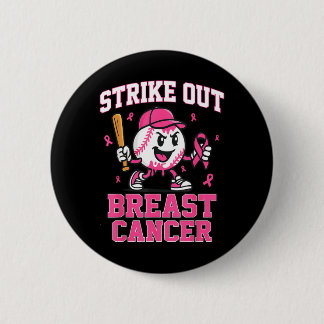 Strike Out Breast Cancer Baseball Ice Cream Drip 2 Inch Round Button
