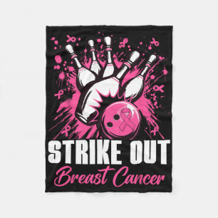 Strike Out Breast Cancer Bowling Pink Ribbon Women Fleece Blanket