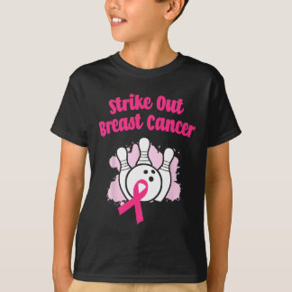 Strike Out Breast Cancer Bowling Ribbon Pink T-Shirt